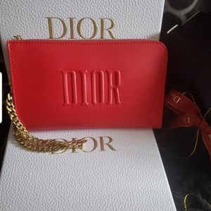 Dior pouch to wristlet red & gold